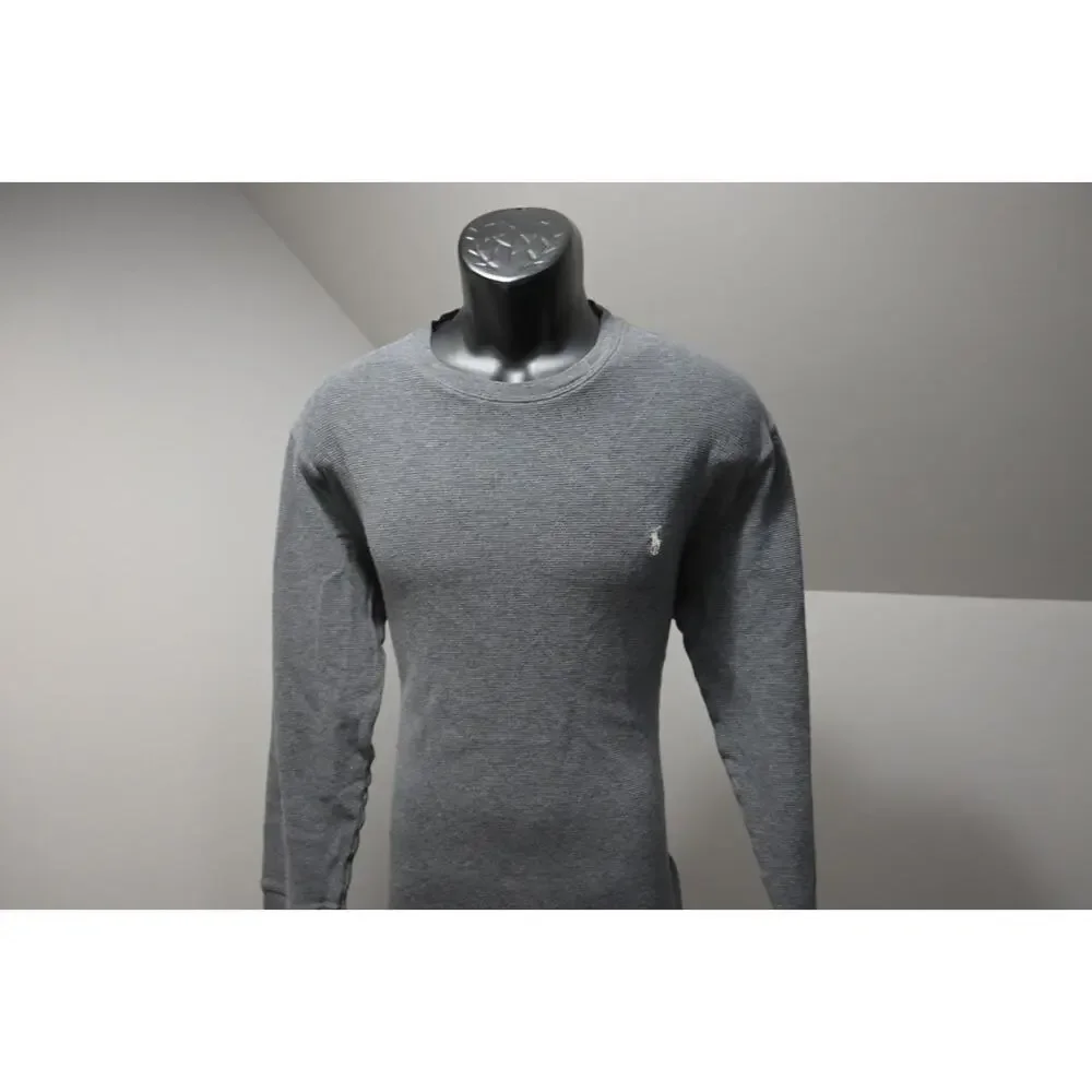 Polo Ralph Lauren Thermal Sweatshirt Gray Long Sleeve Sweater‎ Mens Size Large